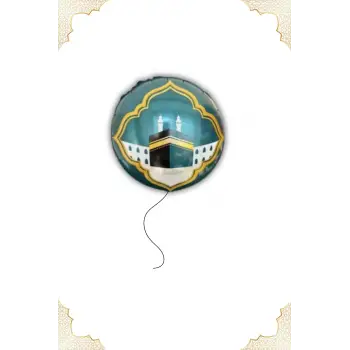 Kabe Baskılı Folyo Helyum Balon 18 İslami Kutlama Partisi Süsleme Balonu Ramazan Balon