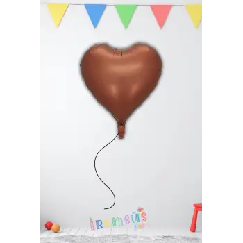 Kahverengi Konsept Folyo Kalp Balon 18 45 Mat Renk Retro Konsept Balon