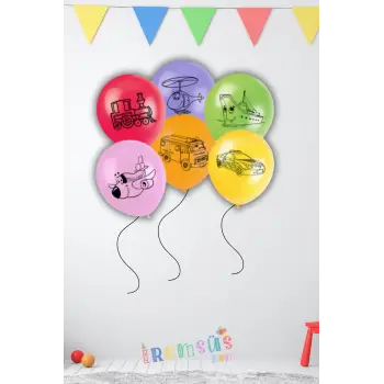 Karışık Renk Taşıtlar Baskılı Lateks Balon 10 Adet Taşıt Konsept Doğum Günü Partisi Araba uçak balon