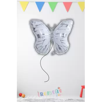 Kelebek Figür Folyo Helyum Balon Beyaz Renk 65 cm Kelebek Konsept Parti Balonu Hayvan Figür Balon