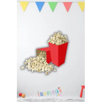 Kırmızı Konsept Renkli Mısır Kutusu Popcorn 8 li Kırmızı Tema Masa Üstü Süslemesi
