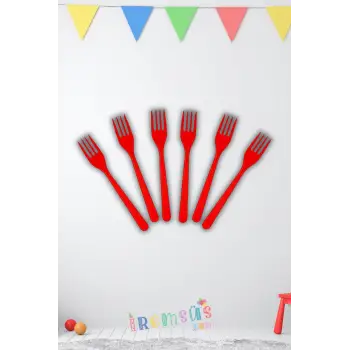 Kırmızı Renk Plastik Çatal 24 Adet Kırmızı Konsept Kullan At Kaliteli Çatal
