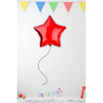 Kırmızı Renkli Folyo Yıldız Helyum Balon 18 45cm 1 Adet Yıldız Balon Süslemesi