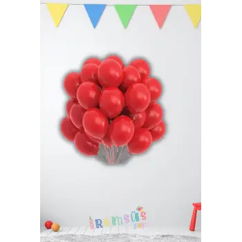 Kırmızı Renkli Pastel Ton Lateks Balon 10 Adet Kırmızı Konsept Doğum Günü Süsleme Balonu