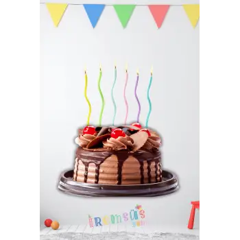 Kıvrımlı Makaron Renk Zikzak Pasta Mumu 6 lı 12cm