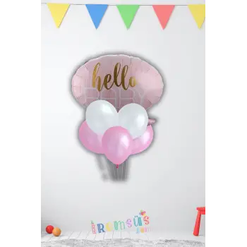 Kız Bebek Hello Baby Pembe Renk Yeni Doğum Balon Seti