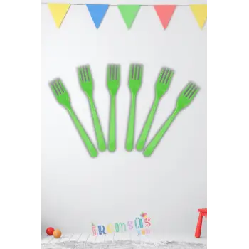 Yeşil Renk Plastik Çatal 24 Adet Yeşil Konsept Kullan At Kaliteli Çatal
