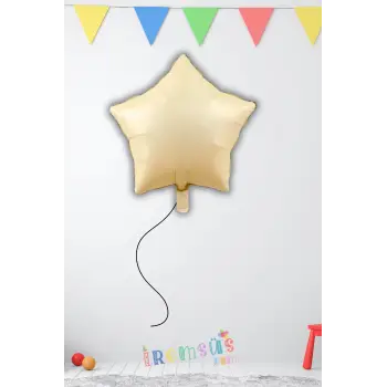 Krem Renk Folyo Yıldız Şekilli Helyum Balon 18 45 cm 1 Adet Retro Kahve Ton Süsleme Balonu