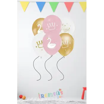 Kuğu Konsept Doğum Günü Partisi Baskılı Balon 10 Adet Kuğu Tema Parti Süsleme Balonu