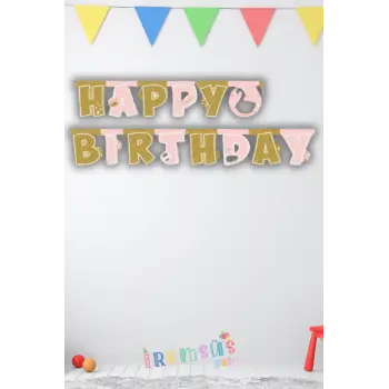 Kuğu Konsept Doğum Günü Partisi Happy Birthday Banner Yazı 210Cm Kuğu Konsept Süsleme