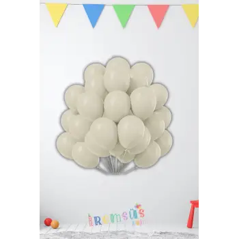 Kum Beji Rengi Lateks Pastel Renk Balon 12 Krem 10 Adet Retro Ton Parti Süsleme Balonu