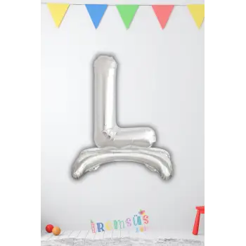 L Harfi Ayaklı Folyo Balon Gümüş Renk 32