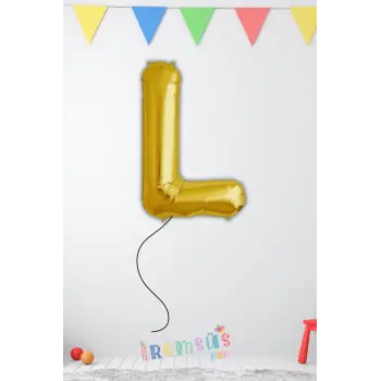 L Harfi Doğum Günü Gold Renk Folyo Helyum Balon 34 76 Cm L Harf Folyo Balon Gold Konsept