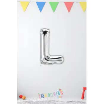 L Harfi Doğum Günü Gümüş Renk Folyo Balon 16 36 Cm L Harf Folyo Balon Silver Konsept