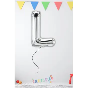 L Harfi Doğum Günü Gümüş Renk Folyo Helyum Balon 34 76 Cm L Harf Folyo Balon Silver Konsept