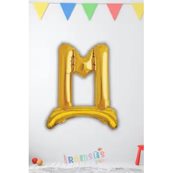M Harfi Ayaklı Folyo Balon Gold Renk 32