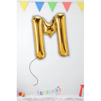 M Harfi Doğum Günü Gold Renk Folyo Helyum Balon 34 76 Cm M Harf Folyo Balon Gold Konsept