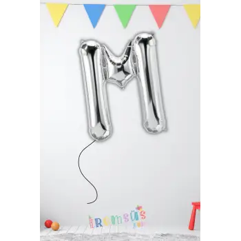M Harfi Doğum Günü Gümüş Renk Folyo Helyum Balon 34 76 Cm M Harf Folyo Balon Silver Konsept