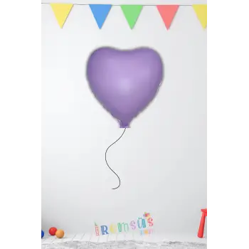 Makaron Lila Renk Konsept Folyo Kalp Balon 18 45 Makaron Renk Retro Konsept Balon