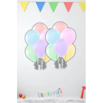 Makaron Renkli Karışık Renk Balonlar 10 Adet 12 Makaron Konsept Gökkuşağı Tema Süsleme