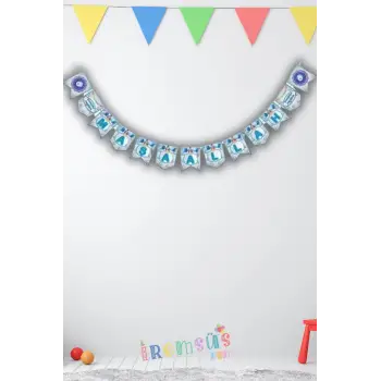 Maşallah Yazılı Sünnet Süsleme Yazısı Nazar Boncuklu 190 cm Sünnet Düğünü ve Oda Süsleme