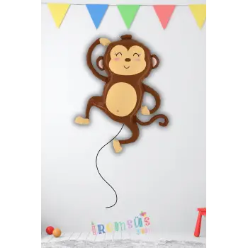 Maymun Figür Folyo Helyum Balon 90 cm Hayvan Konsept Parti Balonu Safari Hayvan Figür Balon