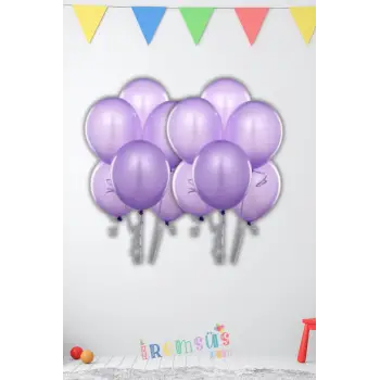 Metalik Lila Renk Latex Balon 10 adet