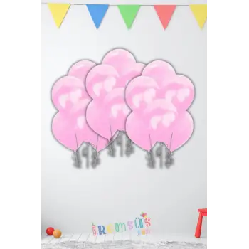 Metalik Pembe Renk Latex Balon 10 adet