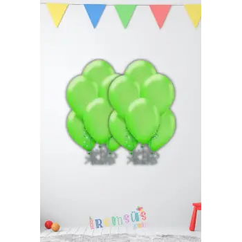 Metalik Ton Açık Yeşi Renk Lateks Balon 10 Adet Metalik Yeşil Renk Doğum Günü Süsleme Parlak Balon