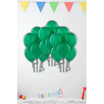 Metalik Ton Koyu Yeşil Renk Lateks Balon 10 Adet Metalik Yeşil Renk Doğum Günü Süsleme Parlak Balon