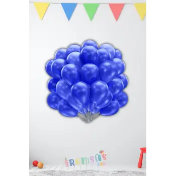 Metalik Ton Lacivert Renk Lateks Balon 10 Adet Metalik Lacivert Renk Doğum Günü Süsleme Parlak Balon