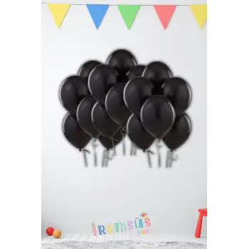Metalik Ton Siyah Renk Lateks Balon 10 Adet Metalik Siyah Doğum Günü Süsleme Parlak Latex Balon