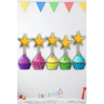 Metalize Parlak Gold Renk Süsleme Kürdanı 10 Adet Ramazan Bayramı Dağıtmalık Süs