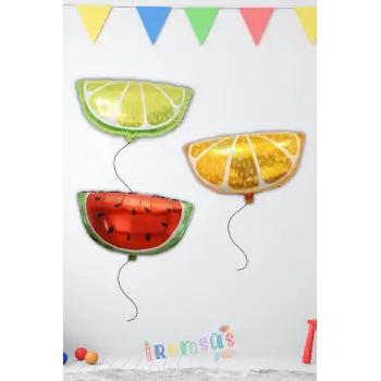 Meyve Sepeti Folyo Helyum Balon Sepeti 3 Adet Balon Meyve Konsept Parti Balon Seti