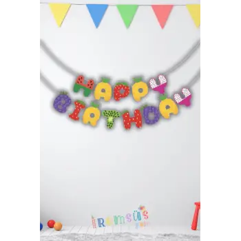 Meyveler Konsept Doğum Günü Partisi Happy Birthday Banner Yazı 260Cm Meyve Konsept Süsleme