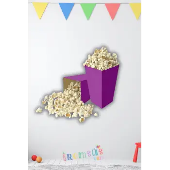 Mor Konsept Renkli Mısır Kutusu Popcorn 8 li Mor Tema Masa Üstü Süslemesi