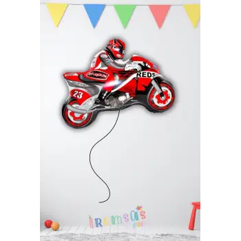 Motorsiklet Folyo Helyum Balon 69 Cm Yarışcı Konsepti Süsleme Balonu Racing Balon