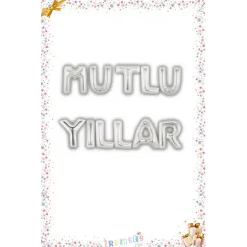 Mutlu Yıllar Yazılı Gümüş Renk Folyo Balon 36 Cm Yılbaşı Konsept Süsleme Balonu