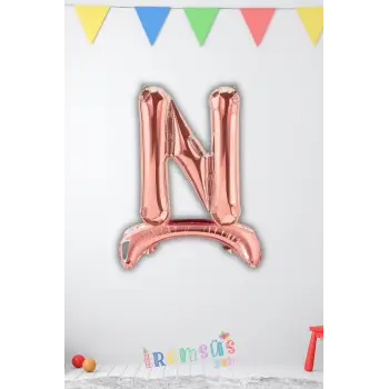 N Harfi Ayaklı Folyo Balon Rose Gold Renk 32