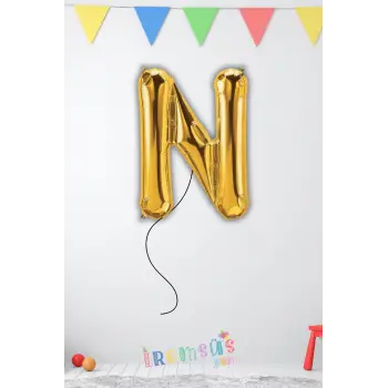 N Harfi Doğum Günü Gold Renk Folyo Helyum Balon 34 76 Cm N Harf Folyo Balon Gold Konsept