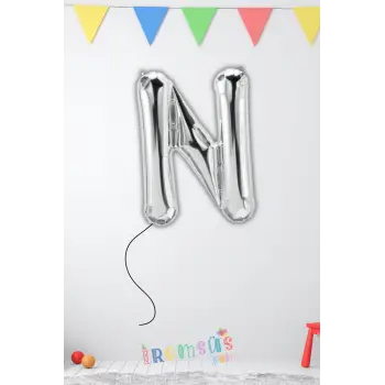 N Harfi Doğum Günü Gümüş Renk Folyo Helyum Balon 34 76 Cm A Harf Folyo Balon Silver Konsept