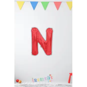 N Harfi Doğum Günü Kırmızı Renk Folyo Balon 16 36 Cm N Harf Folyo Balon Red Konsept