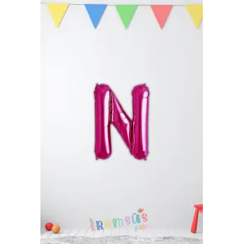 N Harfi Doğum Günü Pembe Renk Folyo Balon 16 36 Cm N Harf Folyo Balon Pembe Konsept