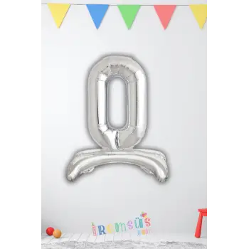 O-Ö Harfi Ayaklı Folyo Balon Gümüş Renk 32