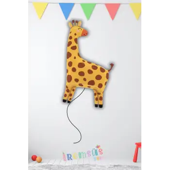 Orman Zürafası Figür Folyo Helyum Balon 95 cm Zürafa Konsept Parti Balonu Safari Hayvan Figür Balon