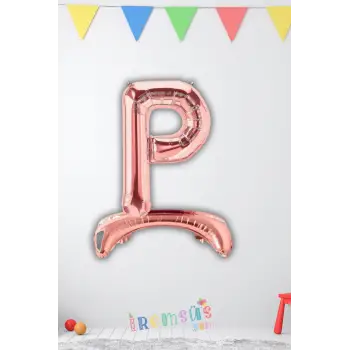 P Harfi Ayaklı Folyo Balon Rose Gold Renk 32