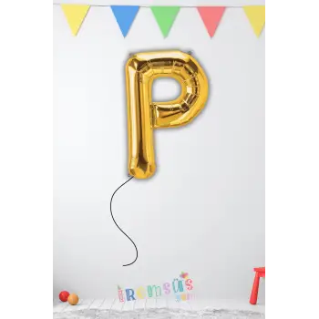 P Harfi Doğum Günü Gold Renk Folyo Helyum Balon 34 76 Cm P Harf Folyo Balon Gold Konsept
