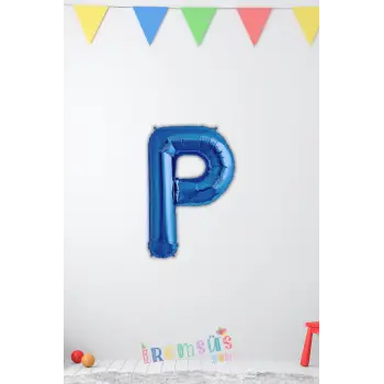 P Harfi Doğum Günü Mavi Renk Folyo Balon 16 36 Cm P Harf Folyo Balon Mavi Konsept