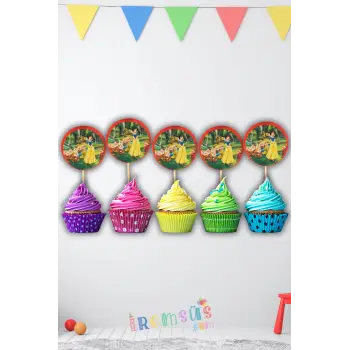 Pamuk Prenses Konsept Doğum Günü Partisi Pasta Cupcake Kürdanı 20li Yedi Cüceler Tema Süs