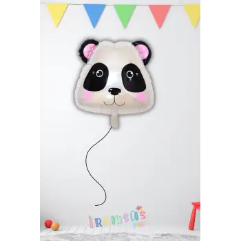 Panda Kafa Figürü Folyo Helyum Balon 18 Panda Konsept Süsleme Folyo Hayvan Figür Balon